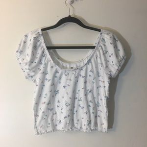 NWOT bow front lettuce trim cropped top